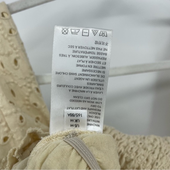 Urban Outfitters Brooke Eyelet crop top Blouse Ivory cream Sz M - Picture 6 of 8